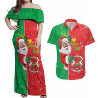 Burkina Faso Christmas Couples Matching Off Shoulder Maxi Dress and Hawaiian Shirt Black Santa Joyeux Noel - Wonder Print Shop