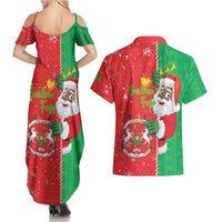Burkina Faso Christmas Couples Matching Summer Maxi Dress and Hawaiian Shirt Black Santa Joyeux Noel - Wonder Print Shop