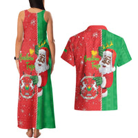 Burkina Faso Christmas Couples Matching Tank Maxi Dress and Hawaiian Shirt Black Santa Joyeux Noel - Wonder Print Shop