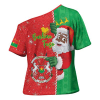 Burkina Faso Christmas Cross Shoulder Shirt Black Santa Joyeux Noel - Wonder Print Shop