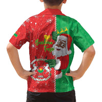 Burkina Faso Christmas Family Matching Long Sleeve Bodycon Dress and Hawaiian Shirt Black Santa Joyeux Noel - Wonder Print Shop