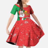Burkina Faso Christmas Family Matching Off The Shoulder Long Sleeve Dress and Hawaiian Shirt Black Santa Joyeux Noel - Wonder Print Shop