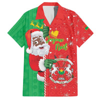 Burkina Faso Christmas Family Matching Off The Shoulder Long Sleeve Dress and Hawaiian Shirt Black Santa Joyeux Noel - Wonder Print Shop