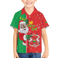 Burkina Faso Christmas Family Matching Off The Shoulder Long Sleeve Dress and Hawaiian Shirt Black Santa Joyeux Noel - Wonder Print Shop