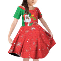 Burkina Faso Christmas Family Matching Off Shoulder Short Dress and Hawaiian Shirt Black Santa Joyeux Noel - Wonder Print Shop