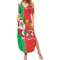 Burkina Faso Christmas Family Matching Summer Maxi Dress and Hawaiian Shirt Black Santa Joyeux Noel - Wonder Print Shop