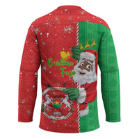 Burkina Faso Christmas Hockey Jersey Black Santa Joyeux Noel - Wonder Print Shop