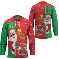 Burkina Faso Christmas Hockey Jersey Black Santa Joyeux Noel - Wonder Print Shop