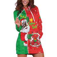 Burkina Faso Christmas Hoodie Dress Black Santa Joyeux Noel - Wonder Print Shop