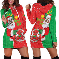 Burkina Faso Christmas Hoodie Dress Black Santa Joyeux Noel - Wonder Print Shop