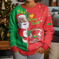 Burkina Faso Christmas Kid Ugly Christmas Sweater Black Santa Joyeux Noel - Wonder Print Shop