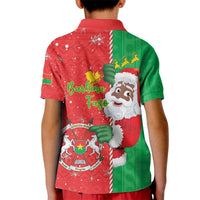 Burkina Faso Christmas Kid Polo Shirt Black Santa Joyeux Noel - Wonder Print Shop