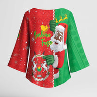 Burkina Faso Christmas Kimono Sleeve Blouse Black Santa Joyeux Noel - Wonder Print Shop