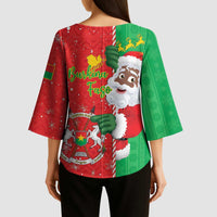 Burkina Faso Christmas Kimono Sleeve Blouse Black Santa Joyeux Noel - Wonder Print Shop