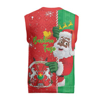 Burkina Faso Christmas Knitted V-Neck Vest Black Santa Joyeux Noel - Wonder Print Shop