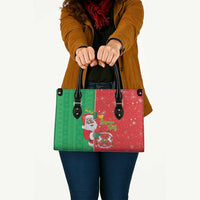 Burkina Faso Christmas Leather Bag Black Santa Joyeux Noel - Wonder Print Shop