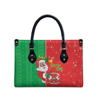 Burkina Faso Christmas Leather Bag Black Santa Joyeux Noel - Wonder Print Shop