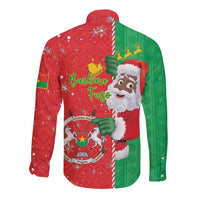 Burkina Faso Christmas Long Sleeve Button Shirt Black Santa Joyeux Noel - Wonder Print Shop