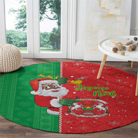 Burkina Faso Christmas Round Carpet Black Santa Joyeux Noel - Wonder Print Shop