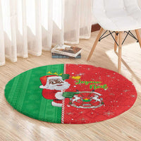 Burkina Faso Christmas Round Carpet Black Santa Joyeux Noel - Wonder Print Shop