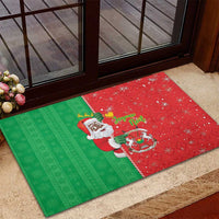 Burkina Faso Christmas Rubber Doormat Black Santa Joyeux Noel - Wonder Print Shop