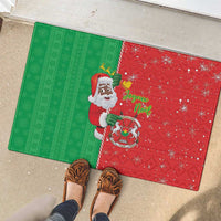 Burkina Faso Christmas Rubber Doormat Black Santa Joyeux Noel - Wonder Print Shop