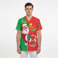 Burkina Faso Christmas Scrub Top Black Santa Joyeux Noel - Wonder Print Shop