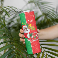 Burkina Faso Christmas Skinny Tumbler Black Santa Joyeux Noel - Wonder Print Shop