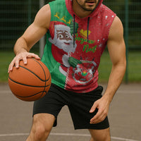 Burkina Faso Christmas Sleeveless Hoodie Black Santa Joyeux Noel - Wonder Print Shop