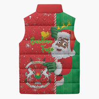 Burkina Faso Christmas Sleeveless Puffer Jacket Black Santa Joyeux Noel - Wonder Print Shop
