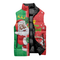 Burkina Faso Christmas Sleeveless Puffer Jacket Black Santa Joyeux Noel - Wonder Print Shop