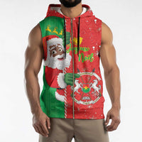 Burkina Faso Christmas Sleeveless Zip Hoodie Black Santa Joyeux Noel - Wonder Print Shop
