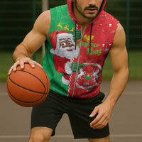Burkina Faso Christmas Sleeveless Zip Hoodie Black Santa Joyeux Noel - Wonder Print Shop