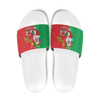Burkina Faso Christmas Slide Sandals Black Santa Joyeux Noel - Wonder Print Shop