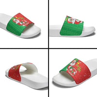 Burkina Faso Christmas Slide Sandals Black Santa Joyeux Noel - Wonder Print Shop