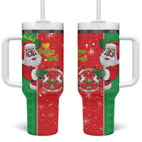 Burkina Faso Christmas Tumbler With Handle Black Santa Joyeux Noel - Wonder Print Shop