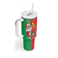 Burkina Faso Christmas Tumbler With Handle Black Santa Joyeux Noel - Wonder Print Shop