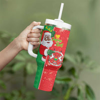 Burkina Faso Christmas Tumbler With Handle Black Santa Joyeux Noel - Wonder Print Shop