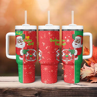 Burkina Faso Christmas Tumbler With Handle Black Santa Joyeux Noel - Wonder Print Shop