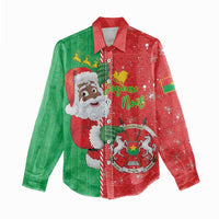 Burkina Faso Christmas Women Casual Shirt Black Santa Joyeux Noel - Wonder Print Shop
