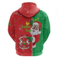 Burkina Faso Christmas Zip Hoodie Black Santa Joyeux Noel - Wonder Print Shop
