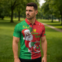Burkina Faso Christmas Zipper Polo Shirt Black Santa Joyeux Noel - Wonder Print Shop