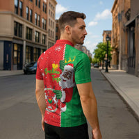 Burkina Faso Christmas Zipper Polo Shirt Black Santa Joyeux Noel - Wonder Print Shop