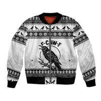 Funny Christmas F Caw F Raven Bomber Jacket Merry Craw Mas - Wonder Print Shop