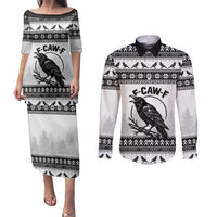 Funny Christmas F Caw F Raven Couples Matching Puletasi and Long Sleeve Button Shirt Merry Craw Mas - Wonder Print Shop