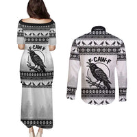 Funny Christmas F Caw F Raven Couples Matching Puletasi and Long Sleeve Button Shirt Merry Craw Mas - Wonder Print Shop
