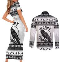Funny Christmas F Caw F Raven Couples Matching Short Sleeve Bodycon Dress and Long Sleeve Button Shirt Merry Craw Mas - Wonder Print Shop