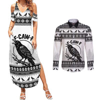 Funny Christmas F Caw F Raven Couples Matching Summer Maxi Dress and Long Sleeve Button Shirt Merry Craw Mas - Wonder Print Shop