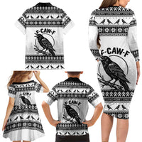 Funny Christmas F Caw F Raven Family Matching Long Sleeve Bodycon Dress and Hawaiian Shirt Merry Craw Mas - Wonder Print Shop