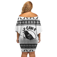 Funny Christmas F Caw F Raven Family Matching Off Shoulder Short Dress and Hawaiian Shirt Merry Craw Mas - Wonder Print Shop